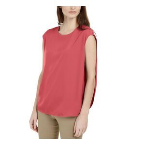 ALFANI Womens Pink Sleeveless Jewel Neck Top L